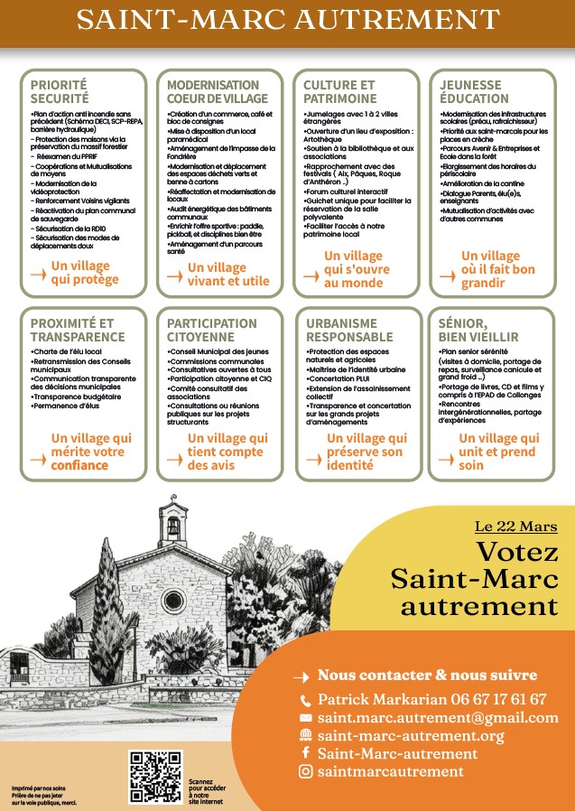 MES PRIORITES-MES ENGAGEMENTS POUR SAINT MARC